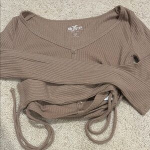 Hollister Taupe Ribbed Knit Top